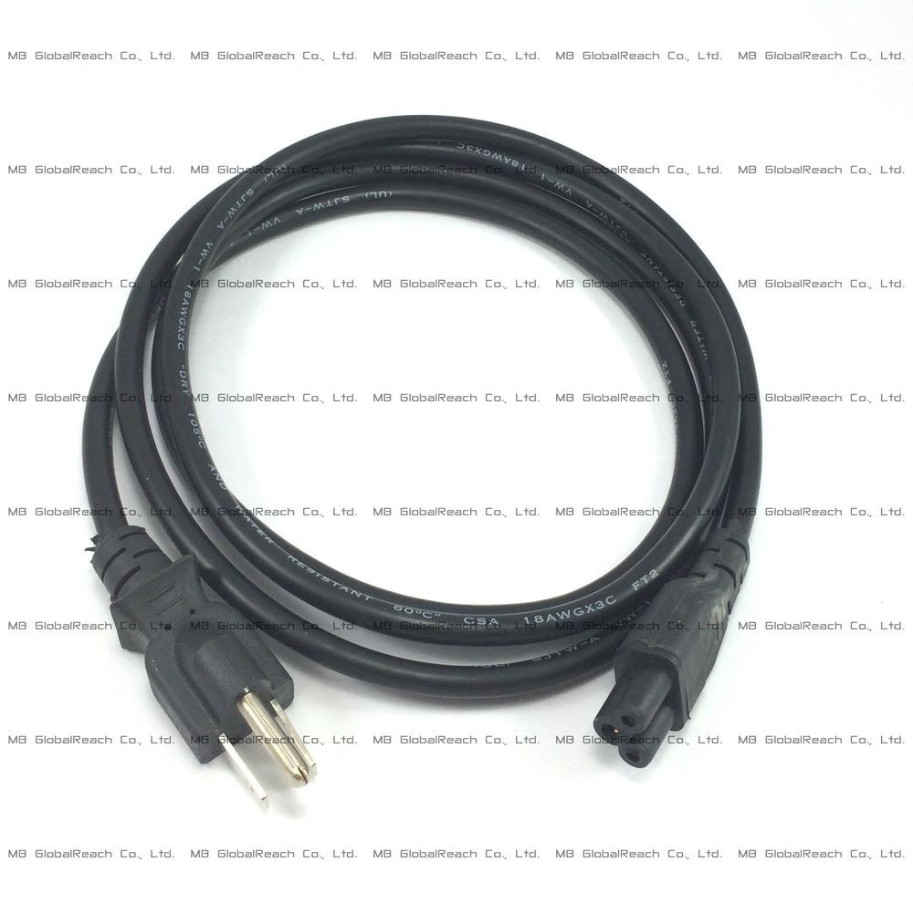 AC Power Cord NEMA 5-15P to IEC 320 C5 (3-Slot Micky Mouse Type Plug)