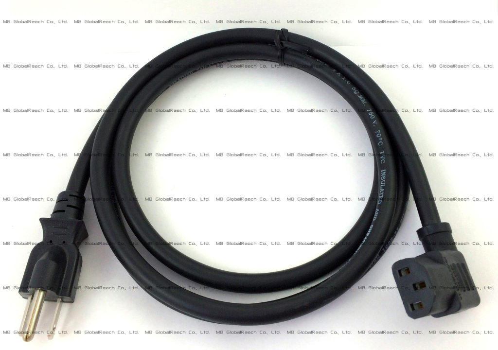 AC Power Cord American Standard NEMA 5-15P to 90-Degree IEC 320 C13