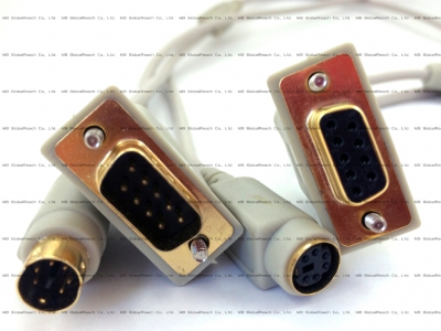 Scanner (Ronsycs) Cable DE-9 Female to DE-9 Male and to Mini-DIN 6 Male and Mini-DIN 6 Female w/ Ferrite Core and Y Junction (See photo 3 and 4 respectively)